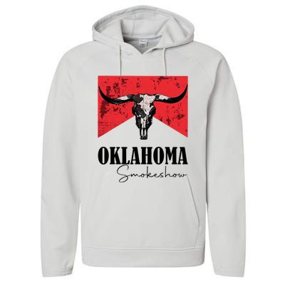 Boho Bull Skull Cow Oklahoma Smokeshow Western Country Performance Fleece Hoodie