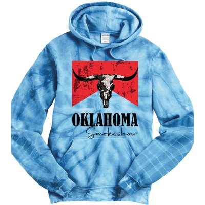 Boho Bull Skull Cow Oklahoma Smokeshow Western Country Tie Dye Hoodie