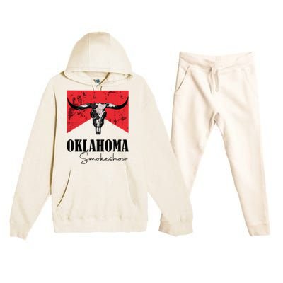 Boho Bull Skull Cow Oklahoma Smokeshow Western Country Premium Hooded Sweatsuit Set