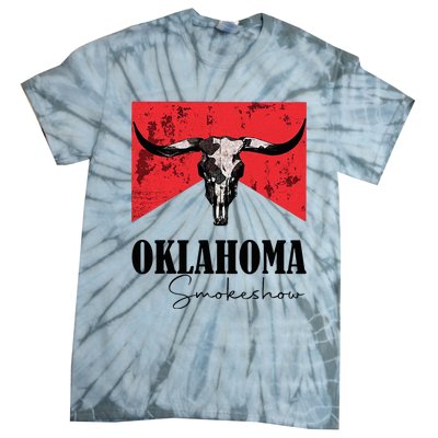 Boho Bull Skull Cow Oklahoma Smokeshow Western Country Tie-Dye T-Shirt