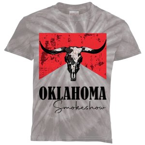 Boho Bull Skull Cow Oklahoma Smokeshow Western Country Kids Tie-Dye T-Shirt