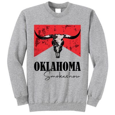 Boho Bull Skull Cow Oklahoma Smokeshow Western Country Tall Sweatshirt