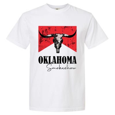 Boho Bull Skull Cow Oklahoma Smokeshow Western Country Garment-Dyed Heavyweight T-Shirt