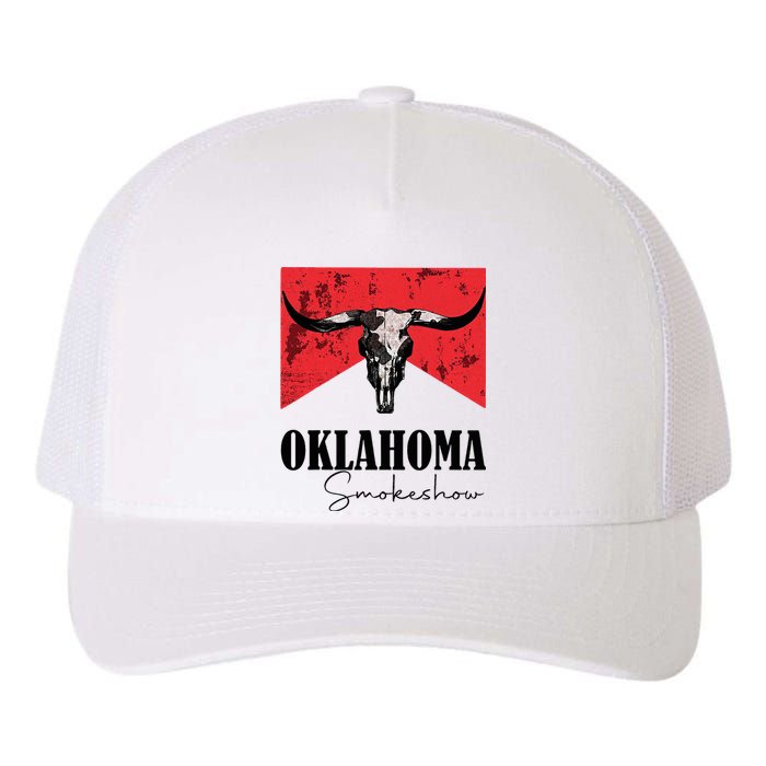 Boho Bull Skull Cow Oklahoma Smokeshow Western Country Yupoong Adult 5-Panel Trucker Hat