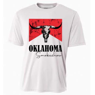 Boho Bull Skull Cow Oklahoma Smokeshow Western Country Cooling Performance Crew T-Shirt