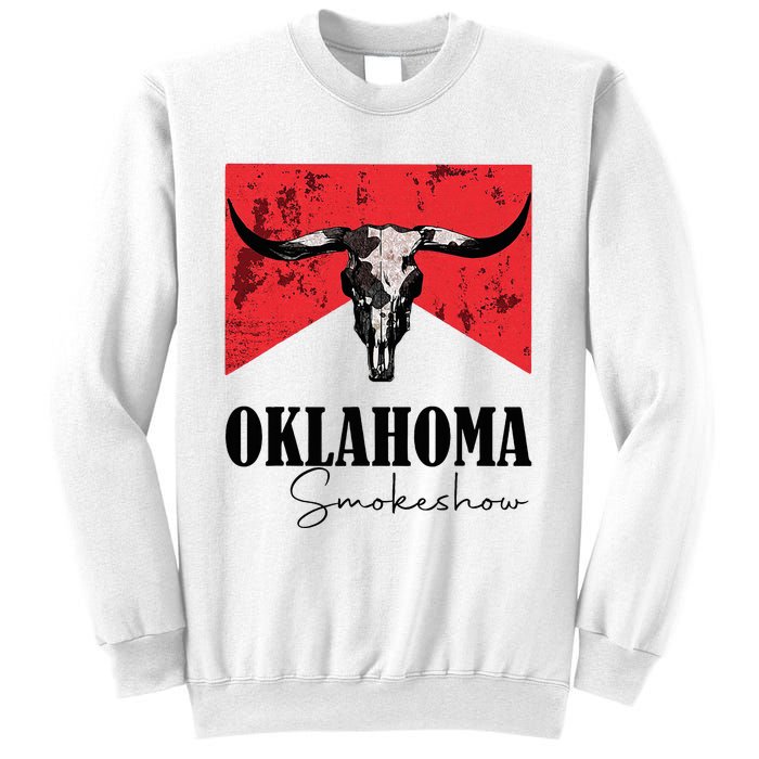 Boho Bull Skull Cow Oklahoma Smokeshow Western Country Sweatshirt