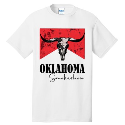 Boho Bull Skull Cow Oklahoma Smokeshow Western Country Tall T-Shirt