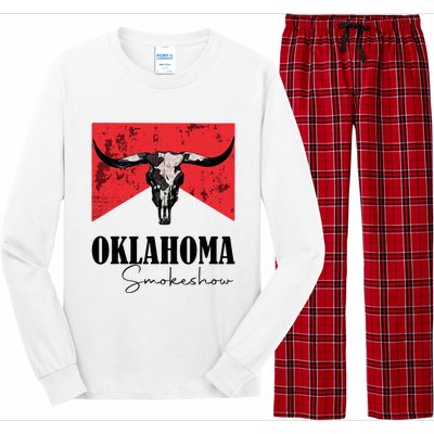 Boho Bull Skull Cow Oklahoma Smokeshow Western Country Long Sleeve Pajama Set