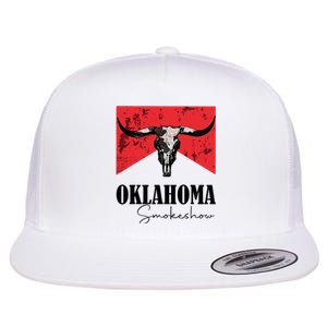 Boho Bull Skull Cow Oklahoma Smokeshow Western Country Flat Bill Trucker Hat