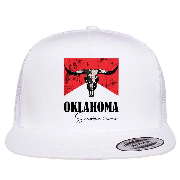 Boho Bull Skull Cow Oklahoma Smokeshow Western Country Flat Bill Trucker Hat