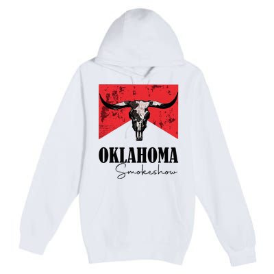 Boho Bull Skull Cow Oklahoma Smokeshow Western Country Premium Pullover Hoodie