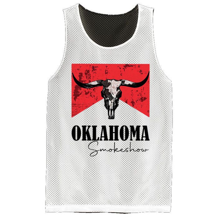 Boho Bull Skull Cow Oklahoma Smokeshow Western Country Mesh Reversible Basketball Jersey Tank