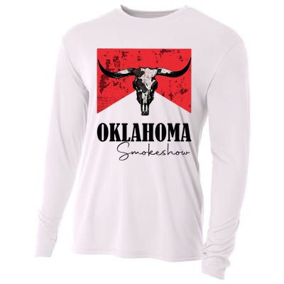 Boho Bull Skull Cow Oklahoma Smokeshow Western Country Cooling Performance Long Sleeve Crew