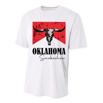 Boho Bull Skull Cow Oklahoma Smokeshow Western Country Performance Sprint T-Shirt