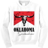 Boho Bull Skull Cow Oklahoma Smokeshow Western Country Kids Sweatshirt