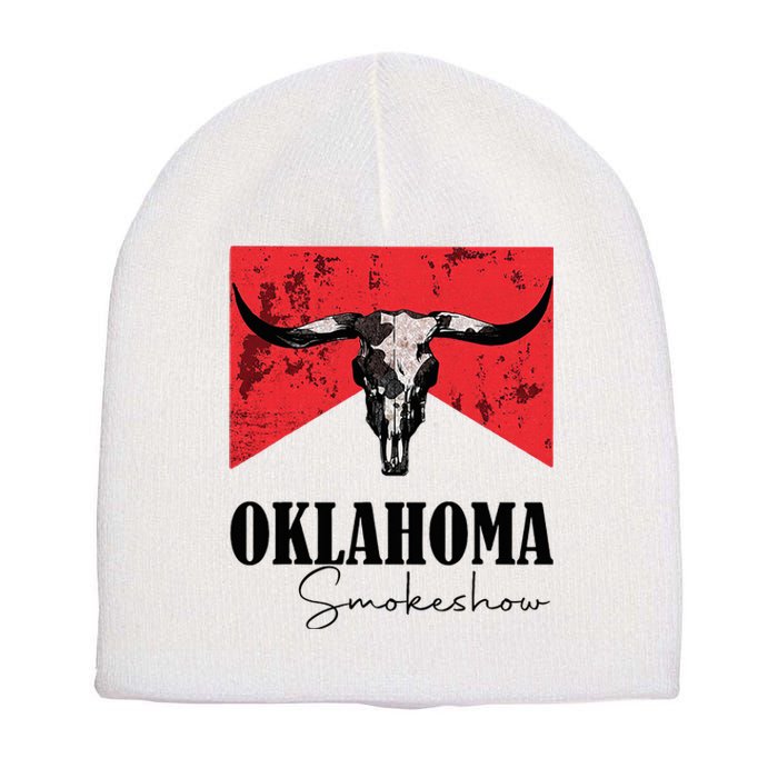 Boho Bull Skull Cow Oklahoma Smokeshow Western Country Short Acrylic Beanie