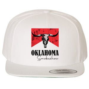 Boho Bull Skull Cow Oklahoma Smokeshow Western Country Wool Snapback Cap