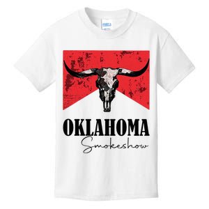 Boho Bull Skull Cow Oklahoma Smokeshow Western Country Kids T-Shirt