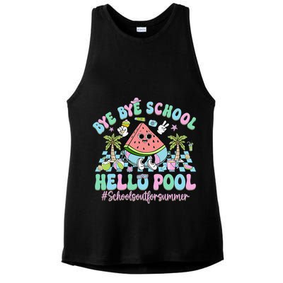 Bye Bye School Hello Pool Schools Out For Summer Teacher Ladies PosiCharge Tri-Blend Wicking Tank