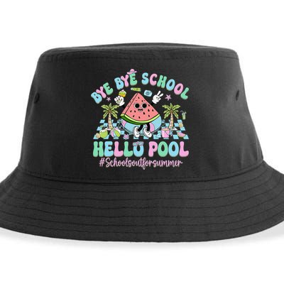 Bye Bye School Hello Pool Schools Out For Summer Teacher Sustainable Bucket Hat