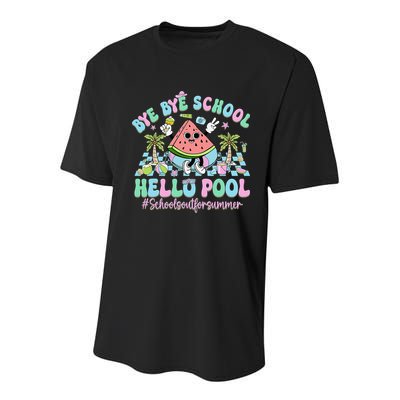 Bye Bye School Hello Pool Schools Out For Summer Teacher Youth Performance Sprint T-Shirt