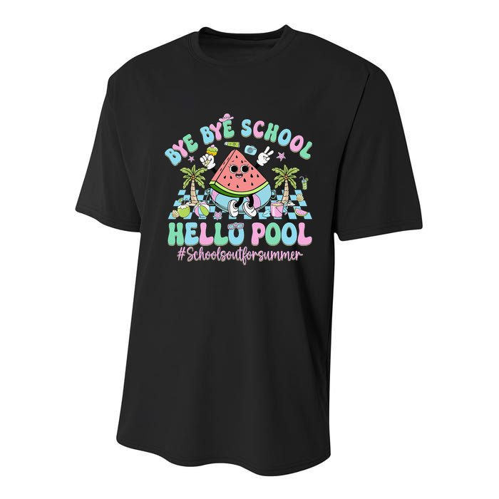 Bye Bye School Hello Pool Schools Out For Summer Teacher Youth Performance Sprint T-Shirt