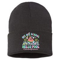 Bye Bye School Hello Pool Schools Out For Summer Teacher Sustainable Knit Beanie