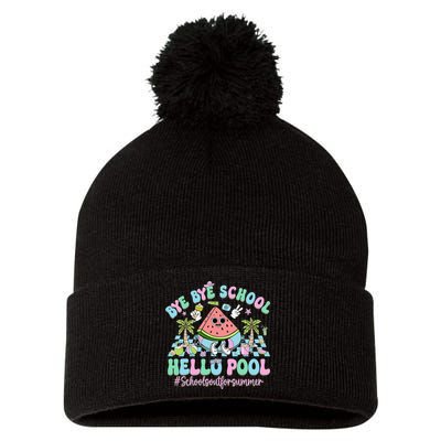 Bye Bye School Hello Pool Schools Out For Summer Teacher Pom Pom 12in Knit Beanie