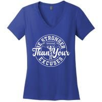 Bodybuilding: Be Stronger Than Your Excuses Gift Gym Sayings Great Gift Women's V-Neck T-Shirt