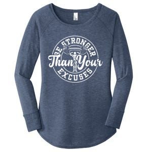 Bodybuilding: Be Stronger Than Your Excuses Gift Gym Sayings Great Gift Women's Perfect Tri Tunic Long Sleeve Shirt