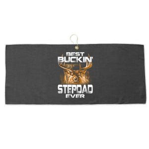 Best Buckin Stepdad Ever Deer Hunting Bucking Father Gift Large Microfiber Waffle Golf Towel