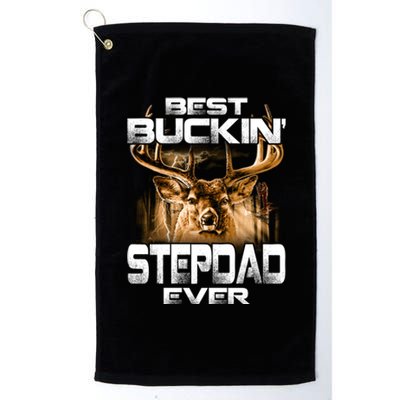 Best Buckin Stepdad Ever Deer Hunting Bucking Father Gift Platinum Collection Golf Towel