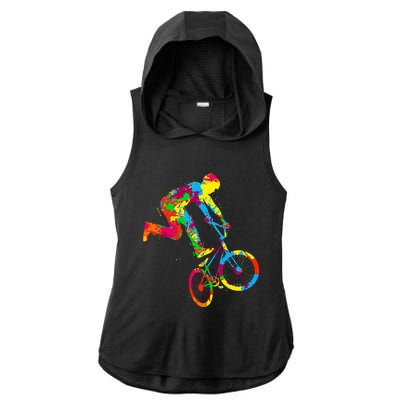 Bmx Bike Stunt Rider Children Ladies PosiCharge Tri-Blend Wicking Draft Hoodie Tank