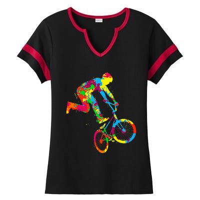 Bmx Bike Stunt Rider Children Ladies Halftime Notch Neck Tee