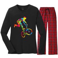 Bmx Bike Stunt Rider Children Women's Long Sleeve Flannel Pajama Set 