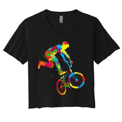 Bmx Bike Stunt Rider Children Women's Crop Top Tee