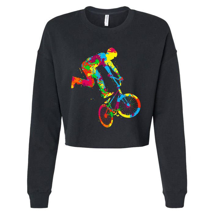 Bmx Bike Stunt Rider Children Cropped Pullover Crew