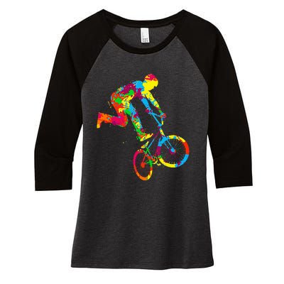 Bmx Bike Stunt Rider Children Women's Tri-Blend 3/4-Sleeve Raglan Shirt