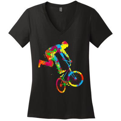 Bmx Bike Stunt Rider Children Women's V-Neck T-Shirt