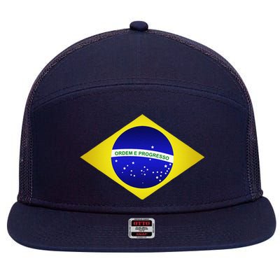 Brazil Brazilian Soccer Football Brazilian Flag 7 Panel Mesh Trucker Snapback Hat