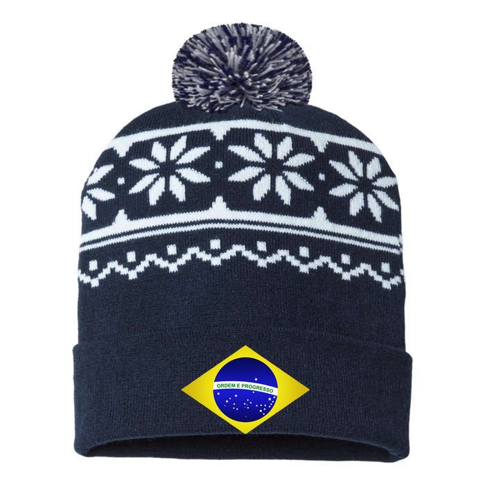 Brazil Brazilian Soccer Football Brazilian Flag USA-Made Snowflake Beanie