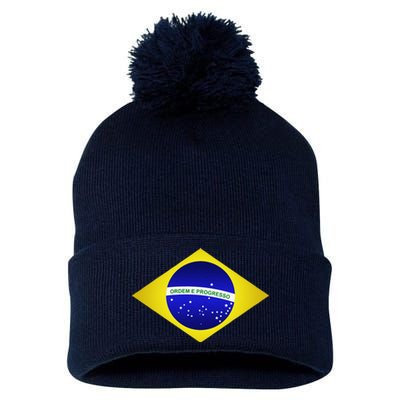 Brazil Brazilian Soccer Football Brazilian Flag Pom Pom 12in Knit Beanie