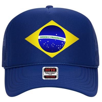 Brazil Brazilian Soccer Football Brazilian Flag High Crown Mesh Back Trucker Hat