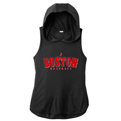 Boston Baseball Sports Fan Ladies PosiCharge Tri-Blend Wicking Draft Hoodie Tank