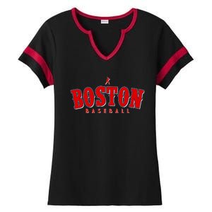 Boston Baseball Sports Fan Ladies Halftime Notch Neck Tee