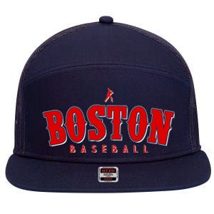 Boston Baseball Sports Fan 7 Panel Mesh Trucker Snapback Hat