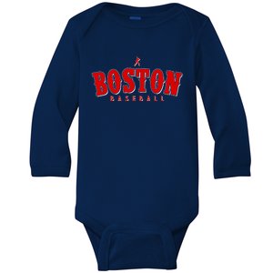 Boston Baseball Sports Fan Baby Long Sleeve Bodysuit