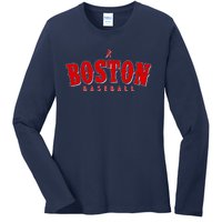 Boston Baseball Sports Fan Ladies Long Sleeve Shirt