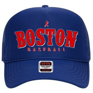 Boston Baseball Sports Fan High Crown Mesh Back Trucker Hat