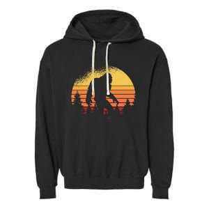 Bigfoot Believer Silhouette Sasquatch Hide And Seek Garment-Dyed Fleece Hoodie